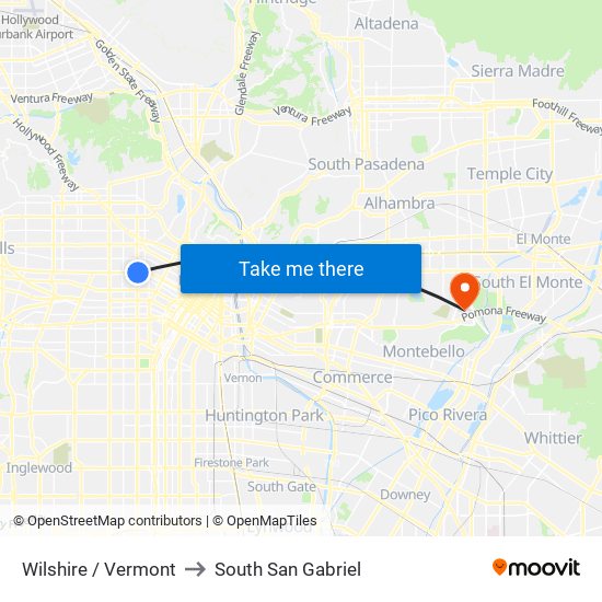 Wilshire / Vermont to South San Gabriel map