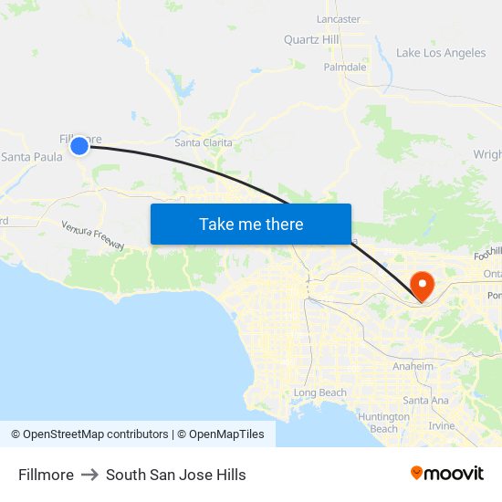 Fillmore to South San Jose Hills map