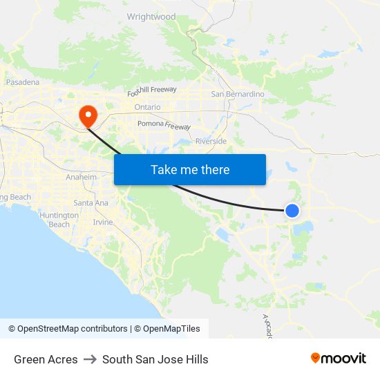 Green Acres to South San Jose Hills map