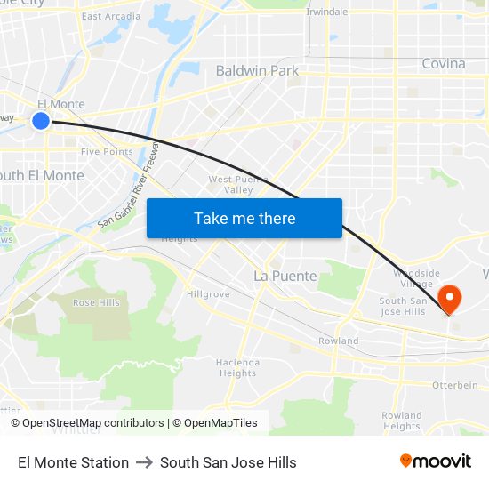 El Monte Station to South San Jose Hills map
