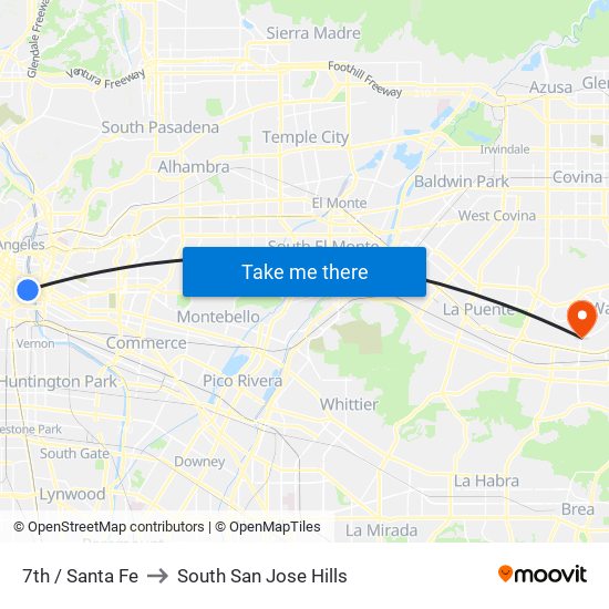 7th / Santa Fe to South San Jose Hills map