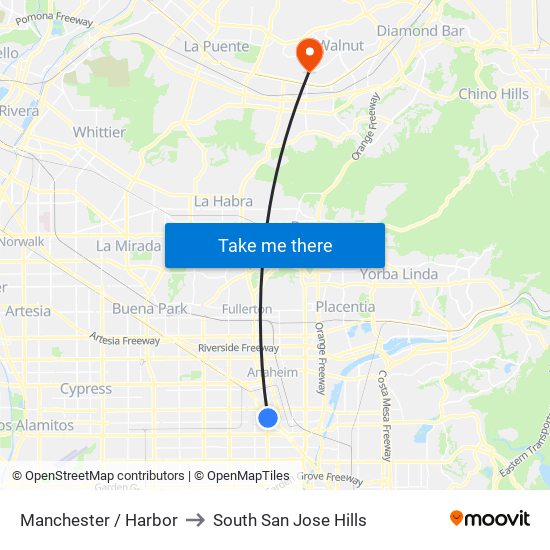 Manchester / Harbor to South San Jose Hills map