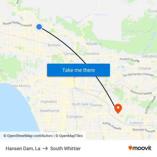 Hansen Dam, La to South Whittier map