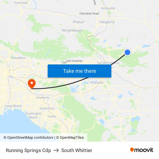 Running Springs Cdp to South Whittier map