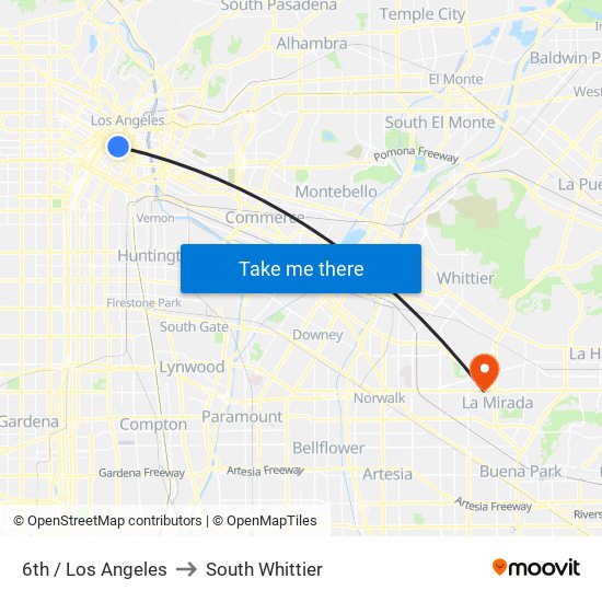 6th / Los Angeles to South Whittier map