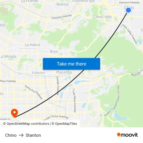 Chino to Stanton map