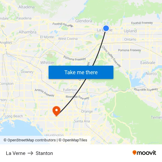 La Verne to Stanton map