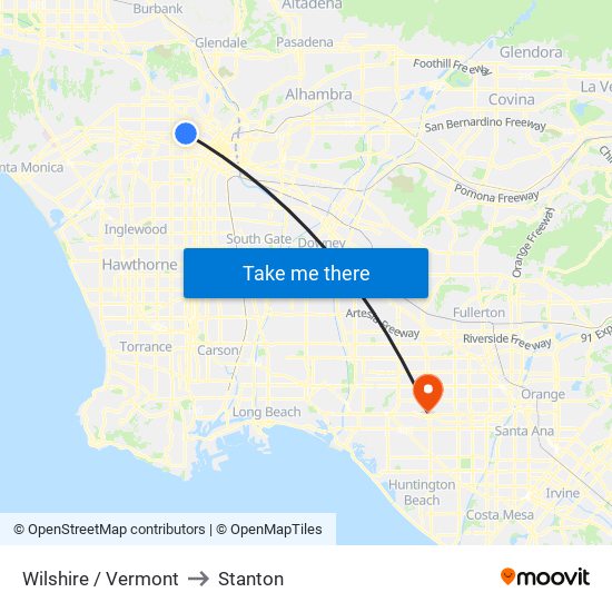 Wilshire / Vermont to Stanton map