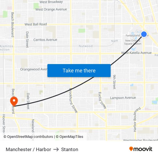 Manchester / Harbor to Stanton map