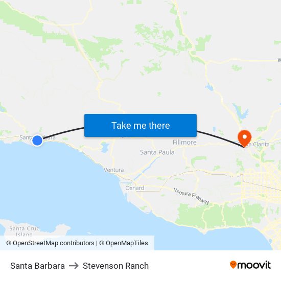 Santa Barbara to Stevenson Ranch map