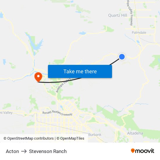 Acton to Stevenson Ranch map