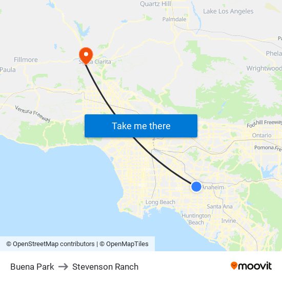 Buena Park to Stevenson Ranch map