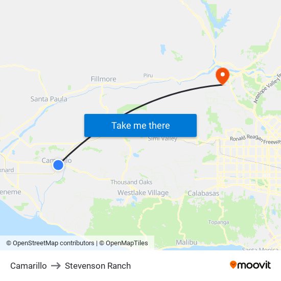 Camarillo to Stevenson Ranch map