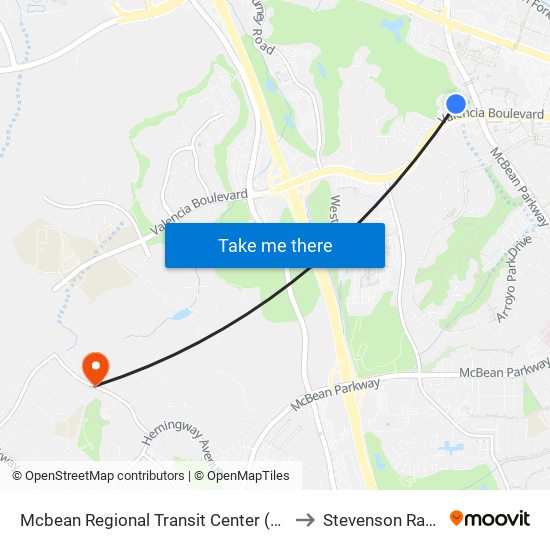 Mcbean Regional Transit Center (Mrtc) to Stevenson Ranch map