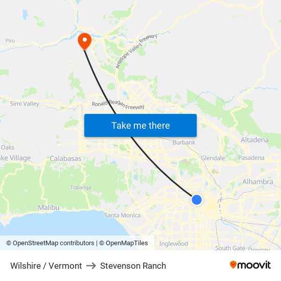 Wilshire / Vermont to Stevenson Ranch map