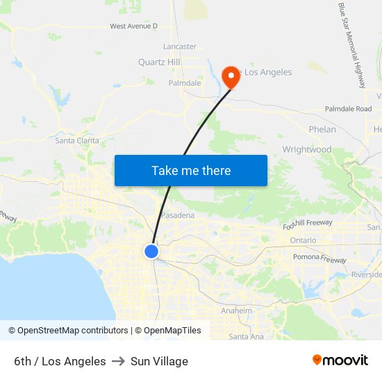 6th / Los Angeles to Sun Village map
