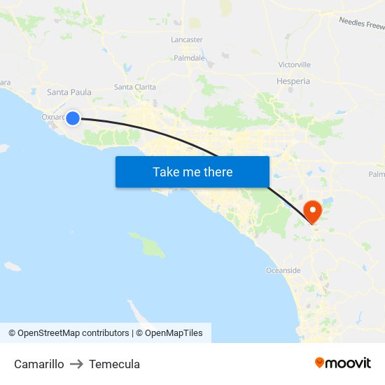 Camarillo to Temecula map