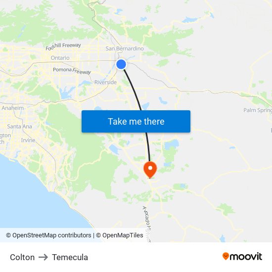 Colton to Temecula map