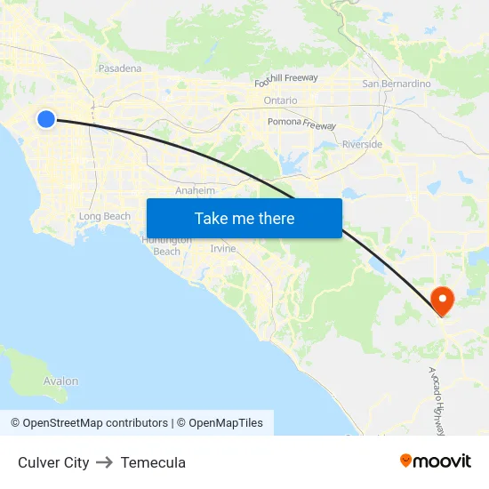 Culver City to Temecula map