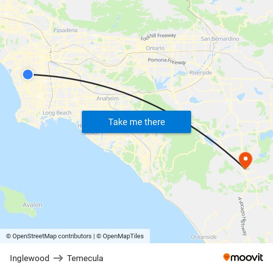 Inglewood to Temecula map