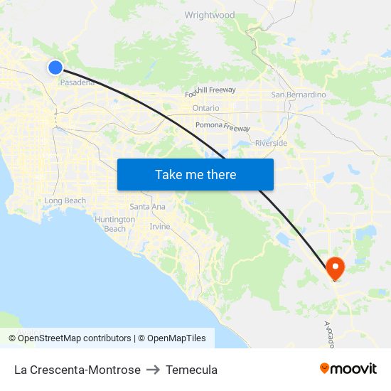 La Crescenta-Montrose to Temecula map