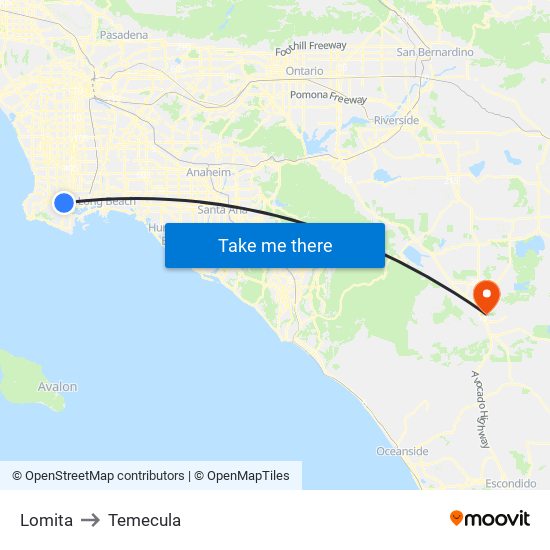 Lomita to Temecula map