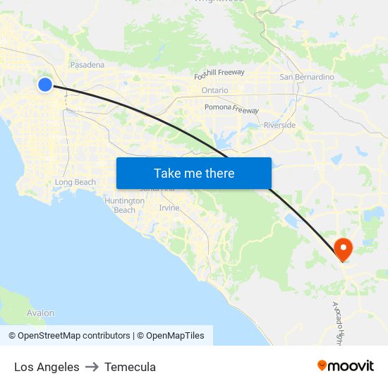 Los Angeles to Temecula map