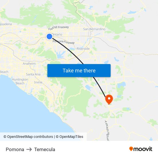 Pomona to Temecula map