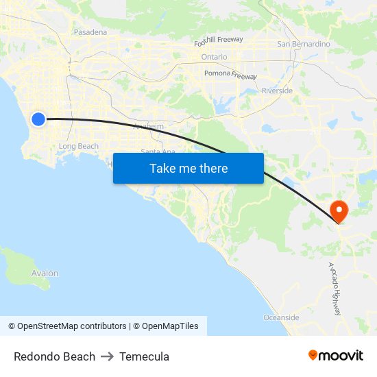 Redondo Beach to Temecula map