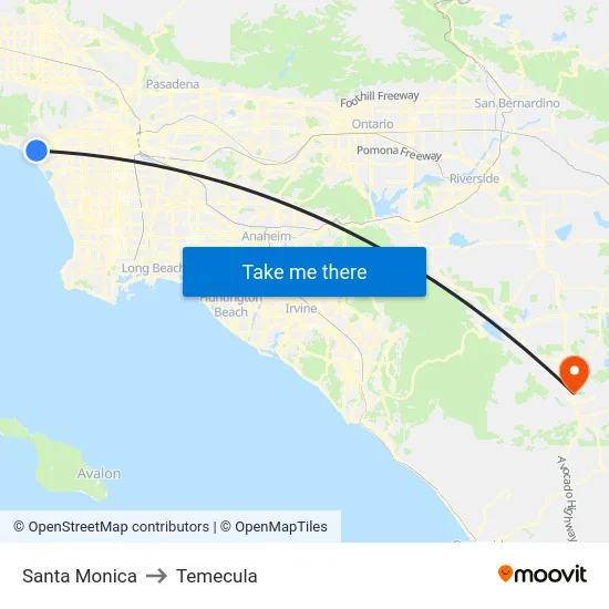 Santa Monica to Temecula map