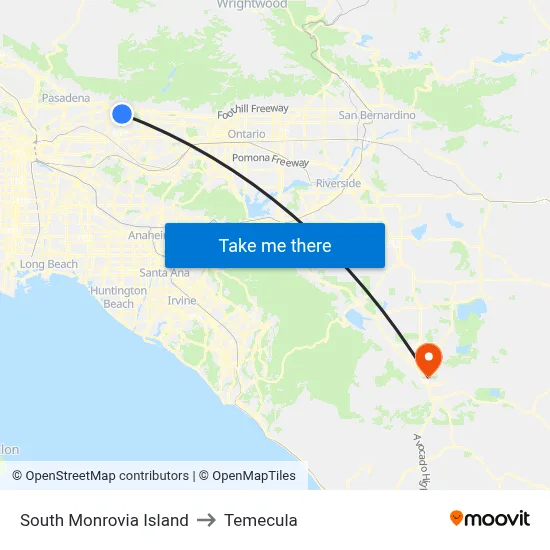 South Monrovia Island to Temecula map