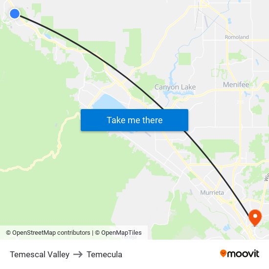 Temescal Valley to Temecula map