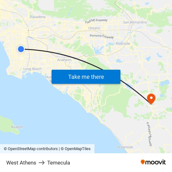 West Athens to Temecula map
