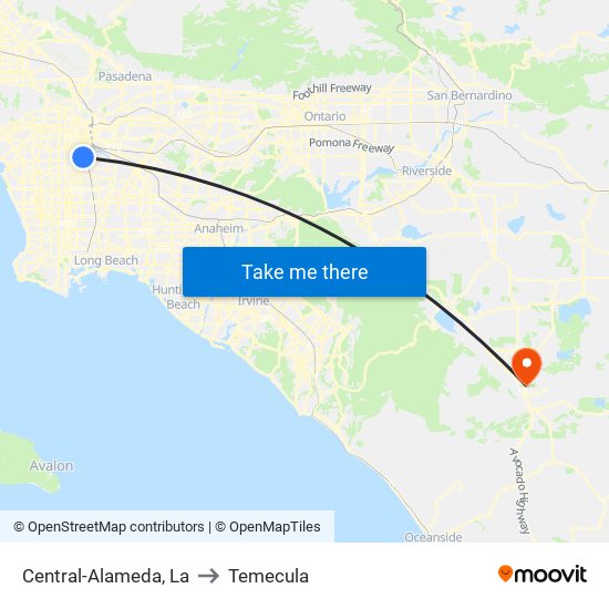 Central-Alameda, La to Temecula map