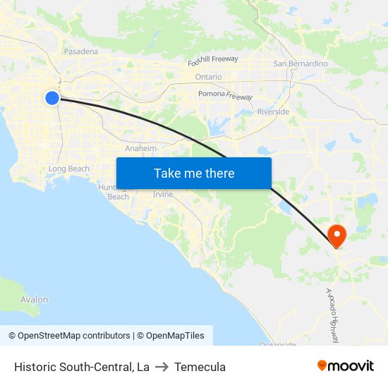 Historic South-Central, La to Temecula map