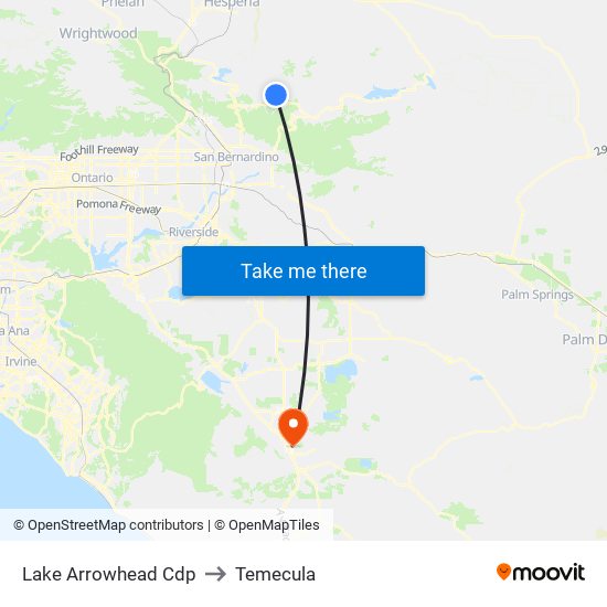 Lake Arrowhead Cdp to Temecula map