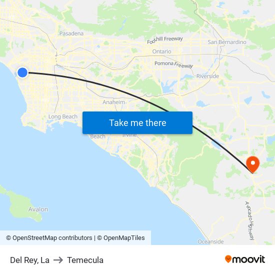 Del Rey, La to Temecula map