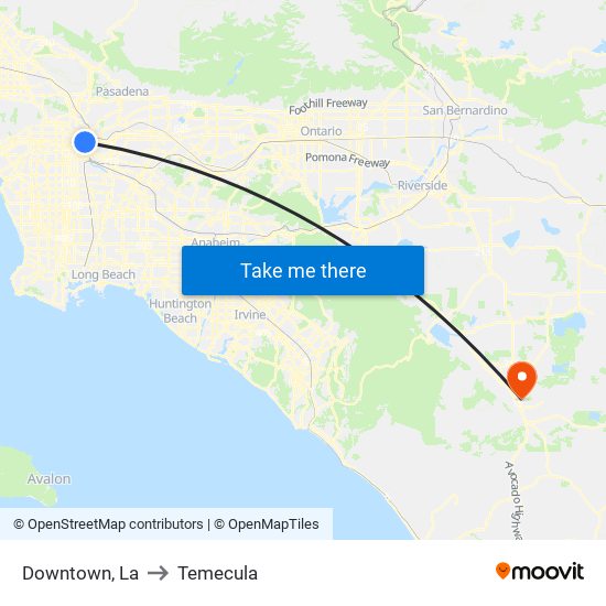Downtown, La to Temecula map