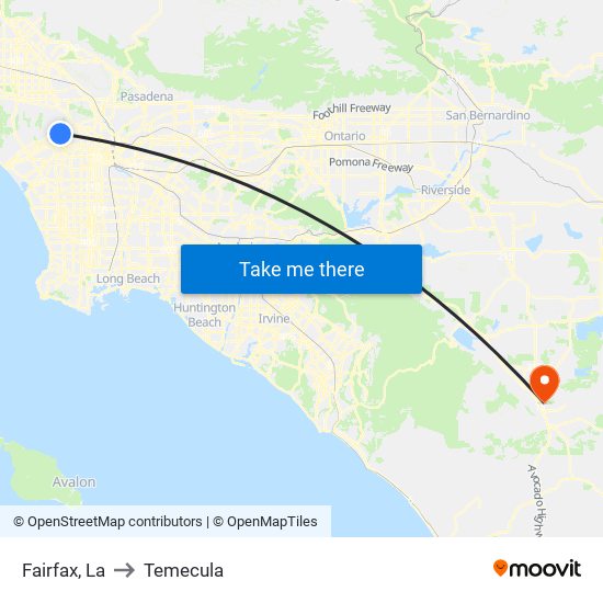 Fairfax, La to Temecula map