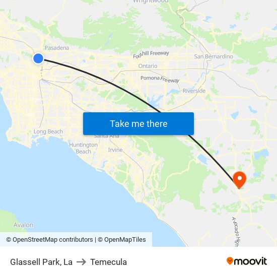 Glassell Park, La to Temecula map