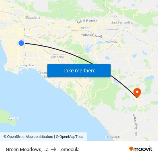 Green Meadows, La to Temecula map