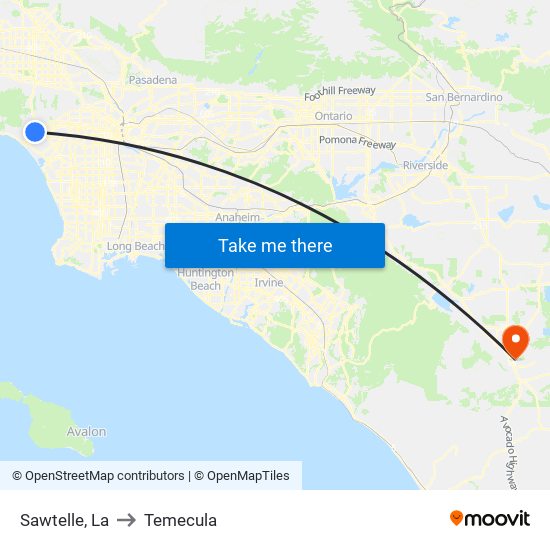 Sawtelle, La to Temecula map