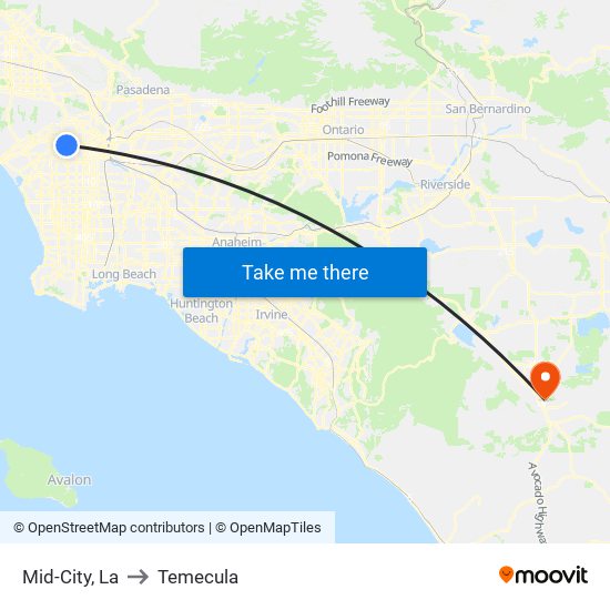 Mid-City, La to Temecula map