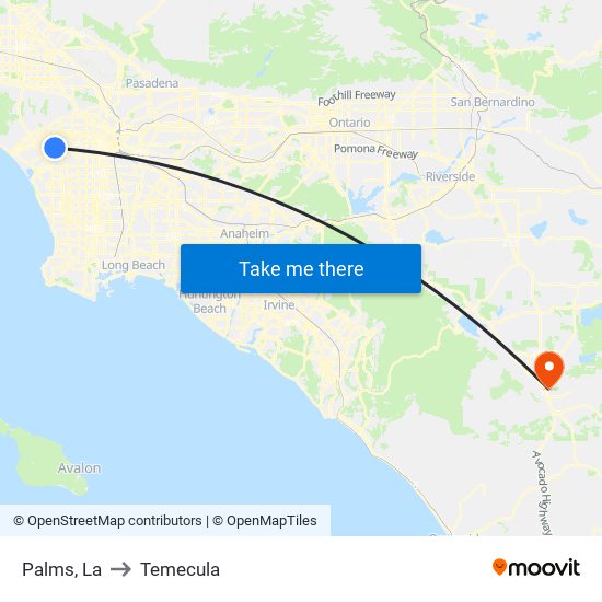 Palms, La to Temecula map