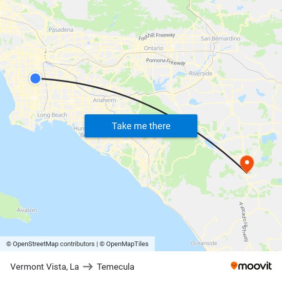 Vermont Vista, La to Temecula map