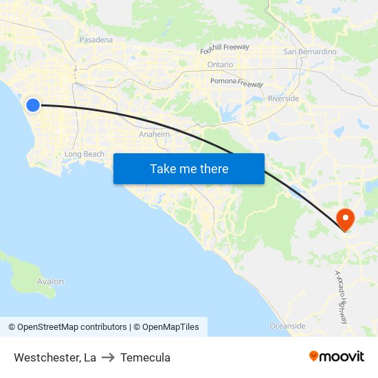 Westchester, La to Temecula map