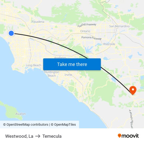 Westwood, La to Temecula map