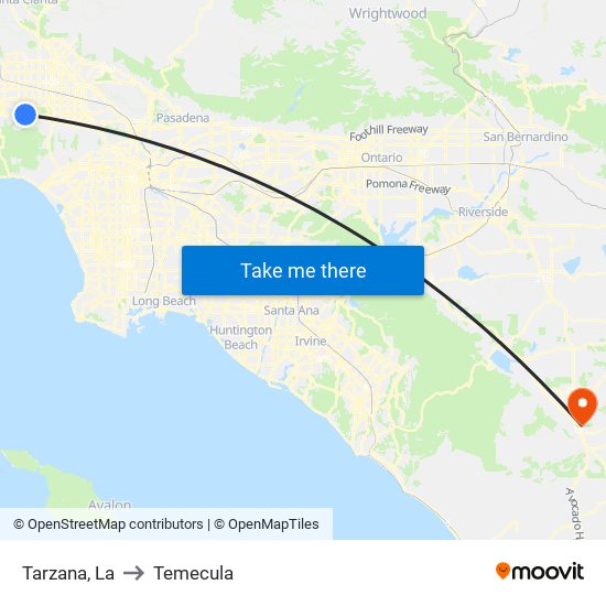 Tarzana, La to Temecula map