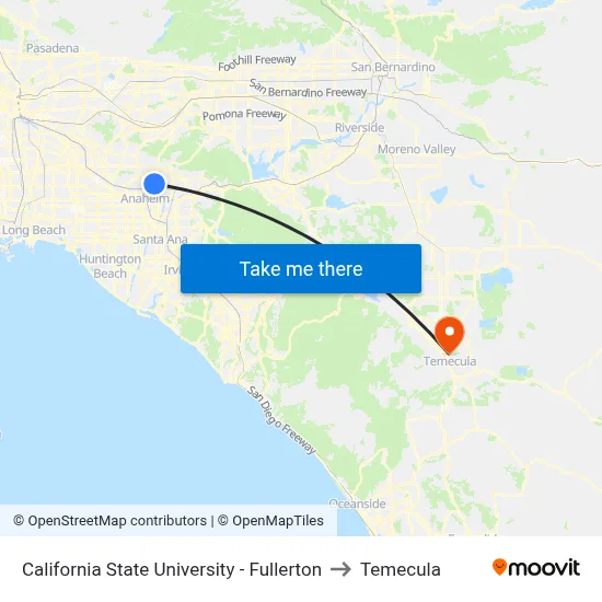 California State University - Fullerton to Temecula map