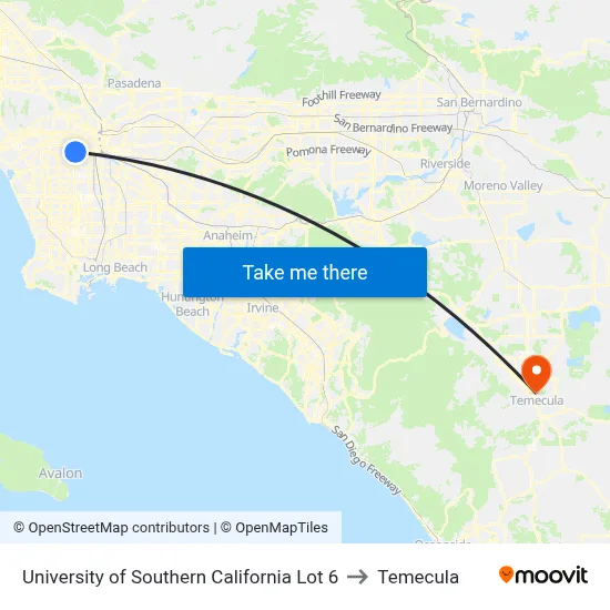 University of Southern California Lot 6 to Temecula map